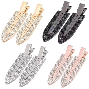 Sparkling rhinestone duckbill hair clips in gold silver and rose gold metal set