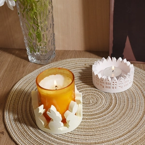 Easter rabbit wreath and house silhouette silicone molds for DIY candle holders
