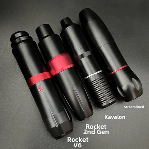 Comparison of Rocket and Kavalong series rotary tattoo pens with matte aluminum finish