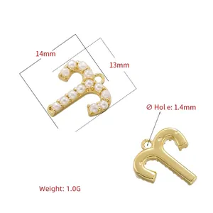 Aries zodiac charm with pearl inlay in gold plated copper base for DIY jewelry making