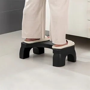 Black thickened non-slip toilet stool with U-shaped ergonomic design for bathroom use