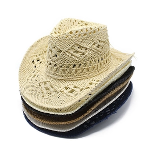 Handgemaakte Holle Cowboy Strohoed Ademend Western Zonnehoed Met Brede Rand Voor Zomer Strand Reis