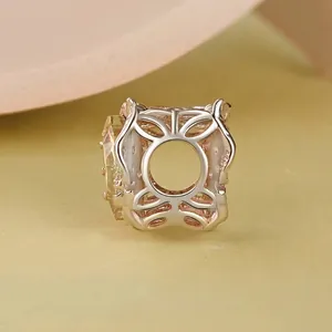 S925 sterling silver butterfly charm with champagne square gemstone and hollow design