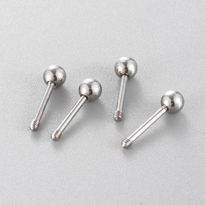 Set di quattro perni per piercing in acciaio inossidabile argento per cartilagine