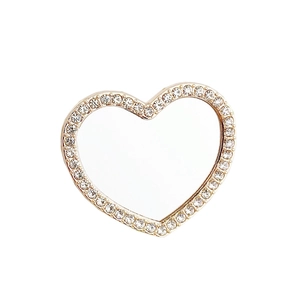 Golden heart-shaped rhinestone frame for DIY craft jewelry and compact mirror design
