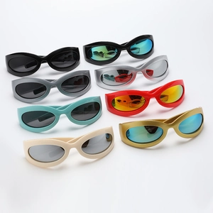 Retro Y2K oval sunglasses collection in assorted vibrant colors with stylish thick temples