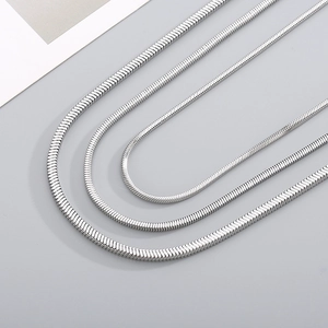 Hip hop style silver square snake chain necklaces in various thicknesses for men and women