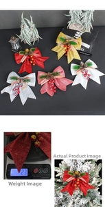 Noeuds de Noël scintillants avec pommes de pin et baies présentés en plusieurs couleurs