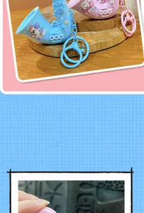 Creative saxophone shaped keychain with cute cartoon animal prints for bag decor