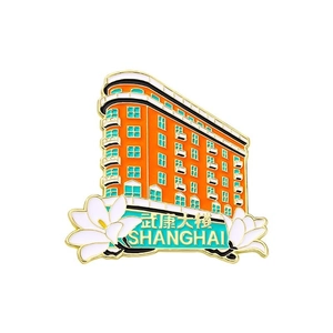 Shanghai Wukang Building enamel fridge magnet souvenir with colorful metal finish
