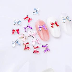 Charmes À Ongles Noeud 3D Luxe Alliage Métal Émail Goutte Huile Manucure DIY Décorations Pour Femmes Filles Accessoires