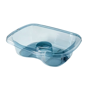Blue transparent portable bed shampoo basin for elderly and pregnant women on white background