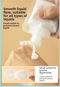 Detail showing the white flip cap of the matte frosted lotion pouch and precise liquid flow