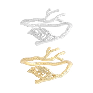 S925 sterling silver branch and leaf open rings in gold and silver finishes