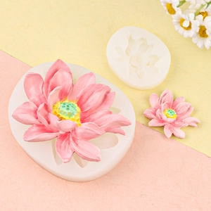 Lotus flower silicone mold set for handmade soap, resin decor, and clay casting craft