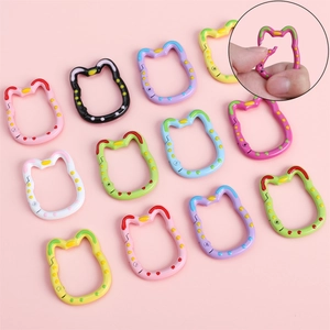 Polka dot cat-shaped alloy lobster clasps in multiple vibrant colors for DIY keychains