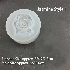Macro detail of white silicone jasmine flower mold with precise sizing for crafts