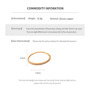Detailed dimension guide showing 24K gold plated bangle with 6.2cm and 5.9cm measurements