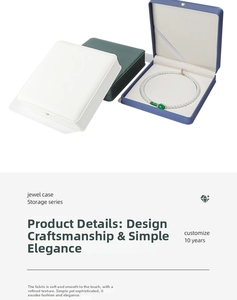 Three premium PU leather jewelry boxes in white, green and blue for pearl necklaces