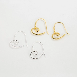 925 Sterling Silver Heart Hook Earrings For Women Twisted Rope Texture Korean INS Style Elegant Hollow Heart Dainty Jewelry