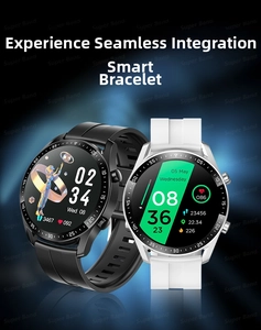 Detailansicht der multifunktionalen Smartwatch mit schwarzen und weißen Sportarmbändern.