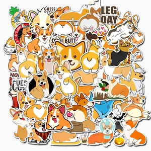 Cute Corgi Dog Stickers Waterproof Vinyl Decals For Luggage Laptop Water Bottle Animal Cartoon Decorative Stickers Pack