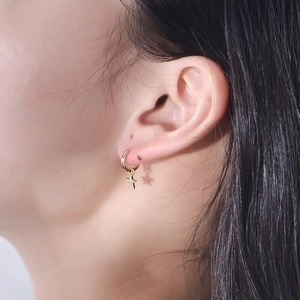 Elegant S925 silver gold-plated star hoop earrings with sparkling zircon stones