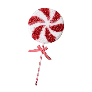 Large red and white Christmas candy cane ornament with glitter for tree decoration