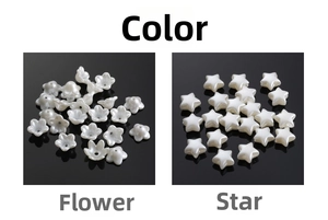 Pearlescent white acrylic star and flower beads for DIY jewelry and hair accessories
