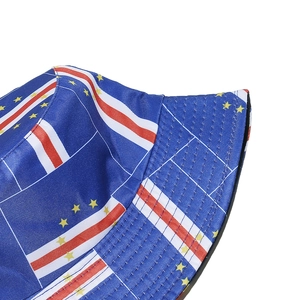 Detailed close-up of Cape Verde flag print pattern on a high-quality bucket hat fabric
