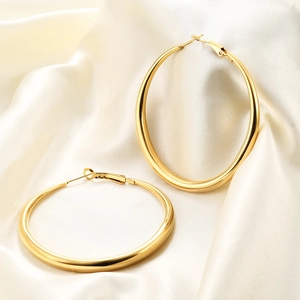 Oval Hoop Earrings 304 Stainless Steel Gold Plated Minimalist Exaggerated Geometric Jewelry For Women Fashion Commuting