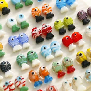 Handmade colorful glass fish charms for DIY jewelry making earrings and bracelets