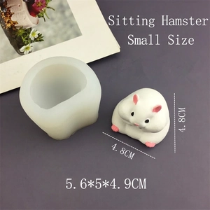 3D hamster silicone mold with finished small seated resin hamster plaster craft tool