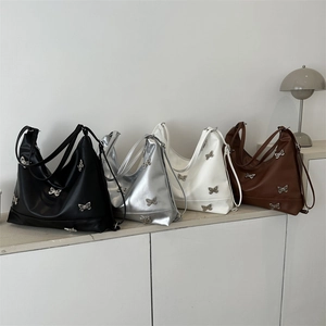 Borsa A Spalla In Pelle PU Vintage Da Donna Con Ornamenti A Farfalla In Metallo Borsa Hobo Trendy