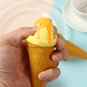 Realistic ice cream squeeze toy fridge magnet showing soft slow rebound PU material