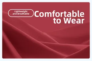 Close-up of lightweight and breathable red yoga jacket fabric with fine twill texture
