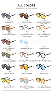Grid display of eighteen color variants for double-bridge polarized aviator sunglasses