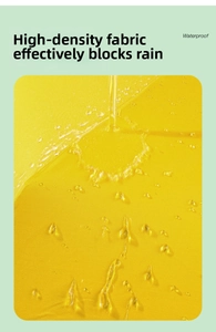 Macro shot of high-density yellow umbrella fabric with superior waterproof water droplets