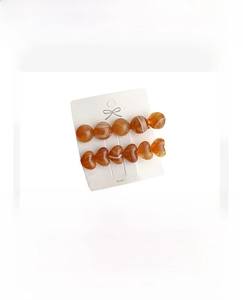 Detailed specs of 7cm amber jelly heart hair clips made from premium acetate material
