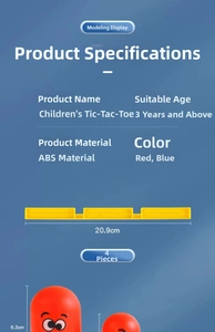 Detailed dimensions of ABS tic-tac-toe toy parts with 20.9cm grid and 6.3cm pieces
