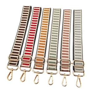 Adjustable colorful striped shoulder straps with gold metal hooks for handbags