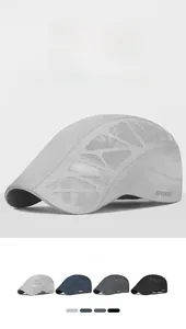 Detail of mesh fabric and SPORTS print on lightweight breathable summer sun caps