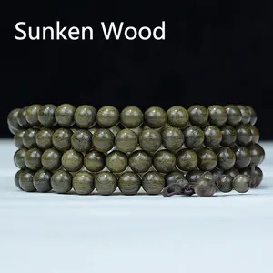 Natural Bogwood Prayer Beads Bracelet Ethnic Zen Style Wooden Wrap Bracelet For Meditation Men Women Vintage Jewelry Gift