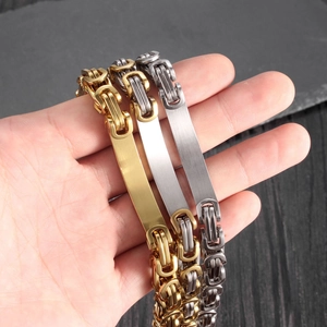 Byzantine titanium steel bracelet for men in gold, silver, and black finish on stone