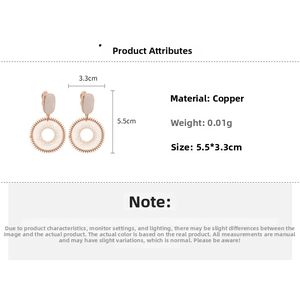 Detail view of copper dreamcatcher earrings with dimensions 5.5x3.3cm on white background