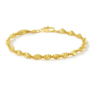 Minimalist 14K gold plated water wave chain bracelet with high-shine polished finish