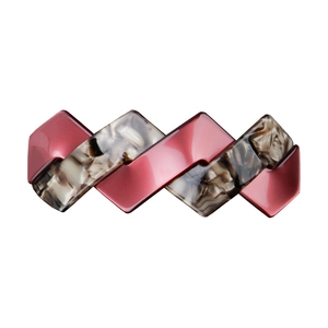 Elegant geometric pink and brown marble acetate barrette hair clip for women