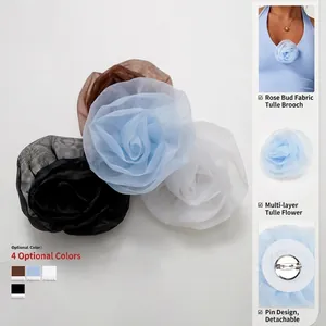 Three-dimensional rose bud brooch pins in multiple colors for clothing accessories