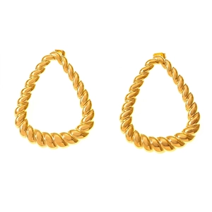 Twisted Teardrop Stud Earrings Titanium Steel Gold Plated Geometric Spiral Rope Textured Chic Minimalist Jewelry Women