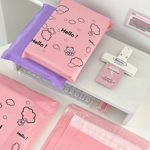 Cute cartoon bear waterproof shipping bags in pink and purple colors for gift packaging